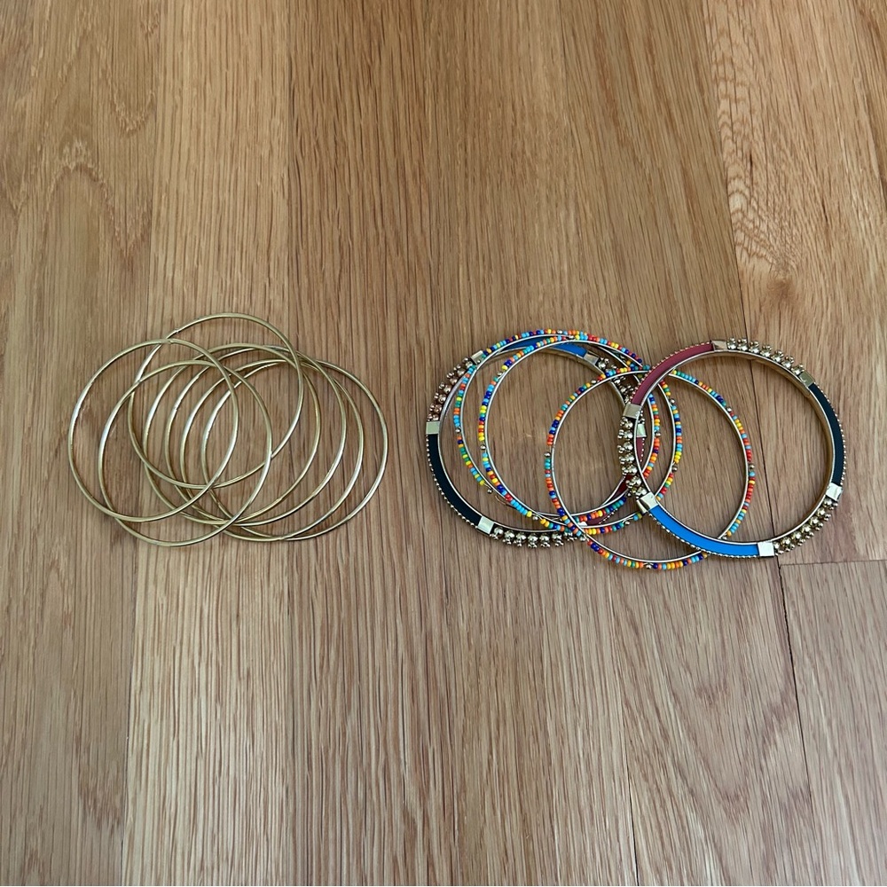 Colorful Beaded Gold Bangles Set - Picture 3 of 6